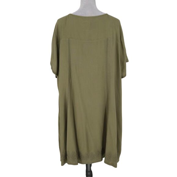 Torrid 4 Dress Plus 4X Olive Green Lined Rayon A-line Short Sleeve Pullover - Picture 2 of 12